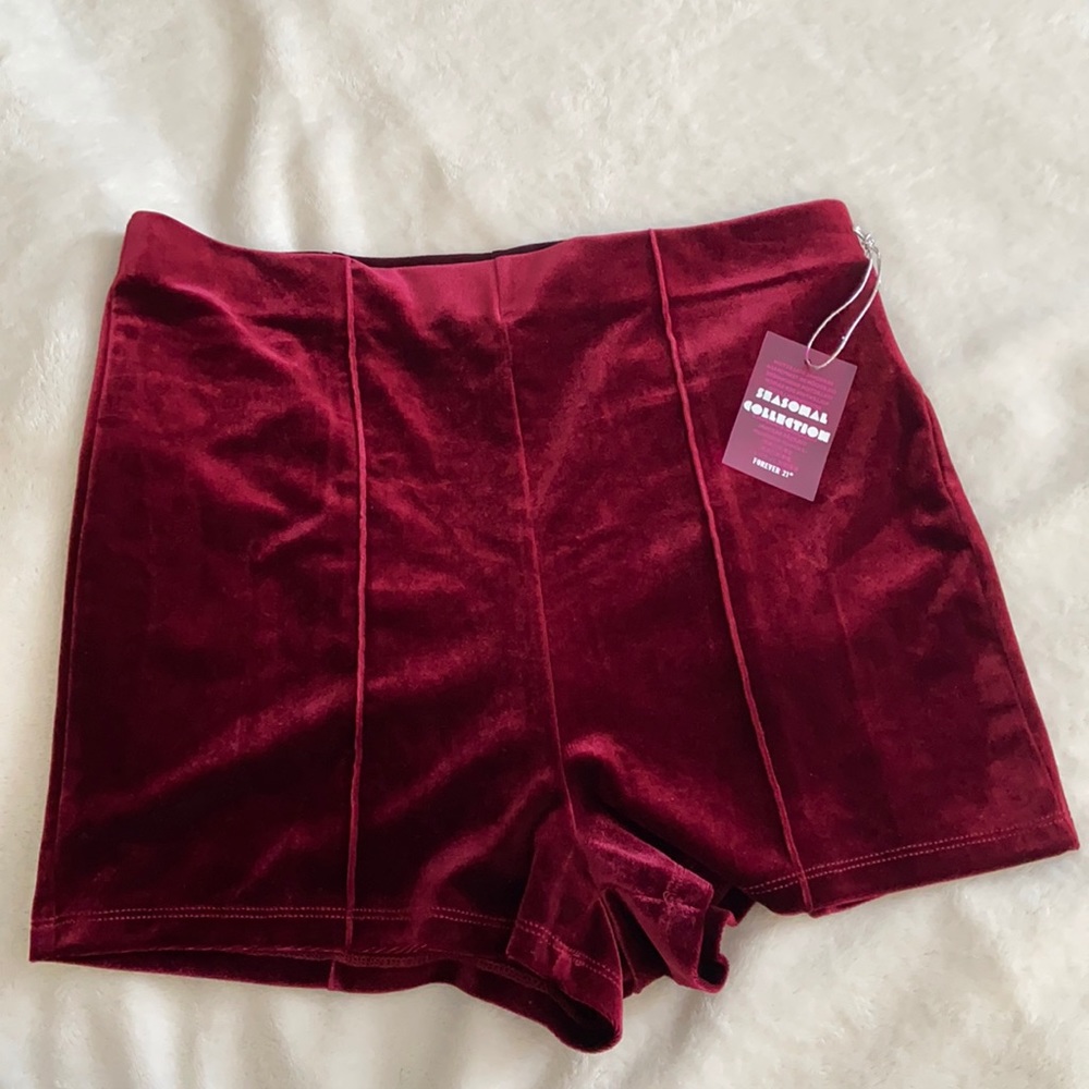 2/$15 Red velvet shorts by Forever21